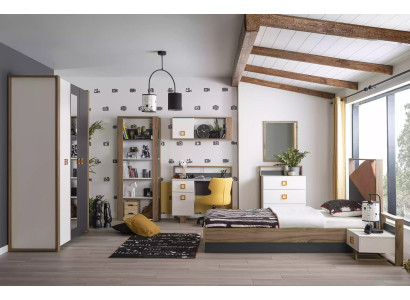 Suite Childrens bed Children's furniture Childrens room Bed Wood Gray Set 9 pieces