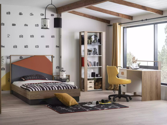 Children's Desk Bookshelf Wood Brown Set 2 Pieces Office