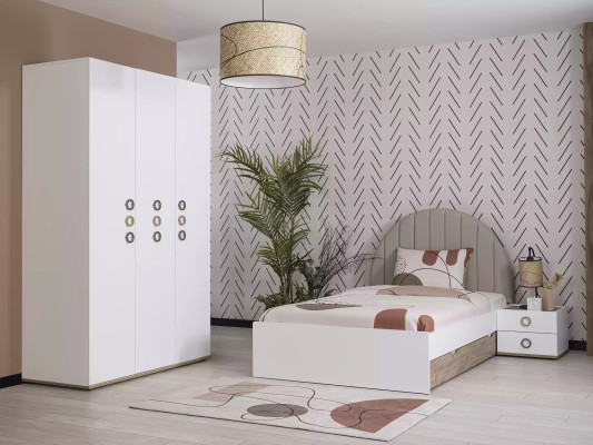 Bed frame Childrens bed Kinderfurniture Childrens room Bed Wood White Modern