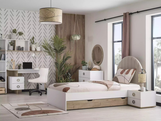 Kinderfurniture Komplete Childrens bed Childrens room Bed Wood White Set 8pcs