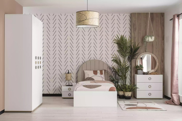 Childrens room Complete bed frame children's furniture bed wood white set 5 pieces
