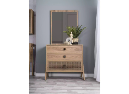 Complete e Chest of drawers with Mirror Wood Brown 2-piece Children's room Wardrobe