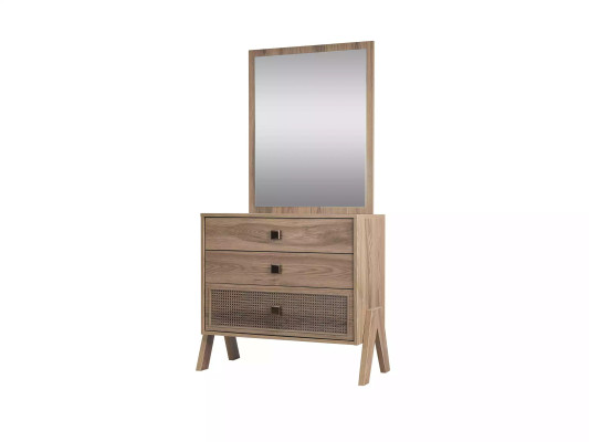 Complete e Chest of drawers with Mirror Wood Brown 2-piece Children's room Wardrobe