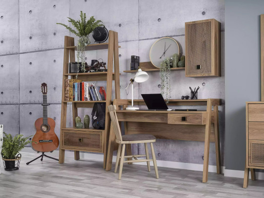 Children's Desk Bookshelf Wood Brown Set 3-piece Shelf