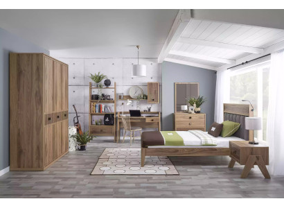 Complete youth bed children's furniture children's room bed wood brown set 8 pieces