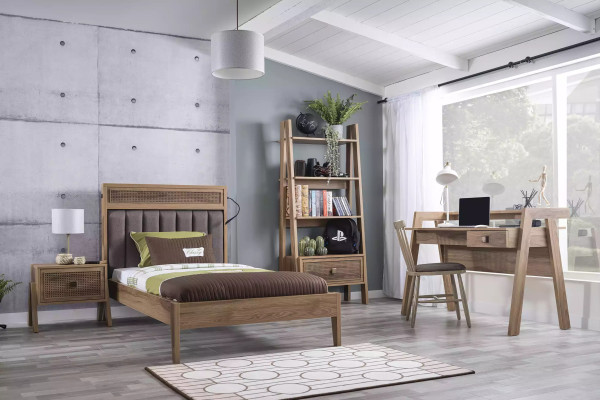 Wooden bed complete e bedroom furniture youth bed bed brown set 5 pieces