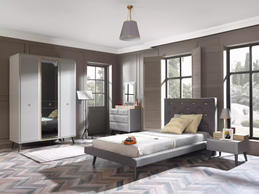 Children's furniture bed complete youth bed children's room wood gray set 4 pieces
