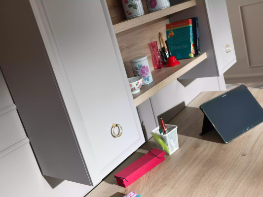 Computer desk Desk Children's Desk Wood Gray Set 3-piece Table