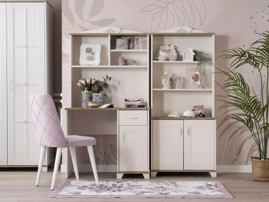 Computer desk Desk Children's Desk Wood Bookshelf White