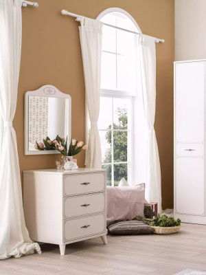Group Chest of drawers with Mirror Wardrobe Wood Chests of drawers Sideboard White Luxus
