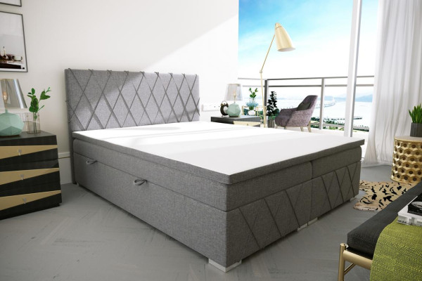 Double Luxury Gray Box Spring Bed Design Bed Upholstered bed Bedroom Textile