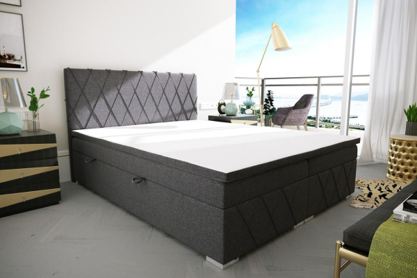 Double Luxury Gray Box Spring Bed Design Bed Upholstered bed Bedroom Textile