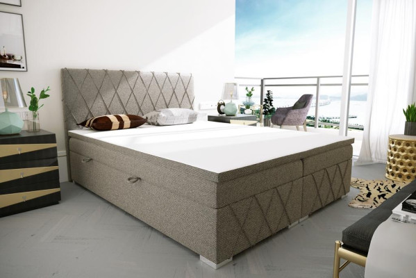 Double Luxury Gray Box Spring Bed Design Bed Upholstered bed Bedroom Textile