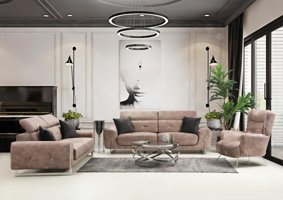 Sofa set Set Three Seater Sofas Living room Armchair Modern Design Textile