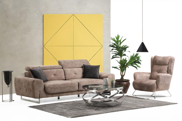 Sofa set Set Three Seater Sofas Living room Armchair Modern Design Textile