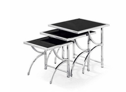 Coffee table stainless steel Design 3x Coffee table Sofa Couch Newspaper Table