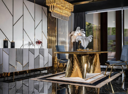 Dining room Set Chairs Dining table Sideboard Tables 6pcs stainless steel Gold