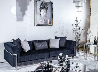 Luxury Sofa 3 Seater Sofas Textile Couch Design Furniture Three Seater Black