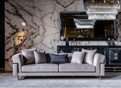 Sofa 3 Seater Couch Upholstery Sofas Living room Fabric Gray Living landscape