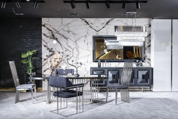 Dining room Complete Dining table 4 Chairs Sideboard with Mirror Set 7-piece Dining table new