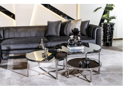 Living room Coffee tables luxury design 3 pieces. Wood gray style modern table