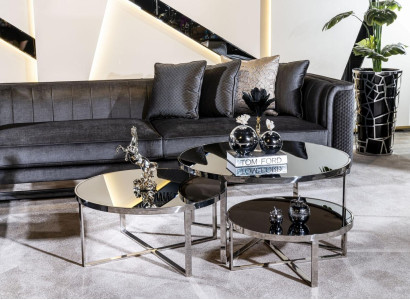Living room Coffee tables luxury design 3 pieces. Wood gray style modern table