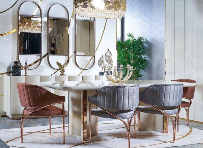 Dining table Suite Group Dining room Table Chair Set 4x Chair 5tlg new