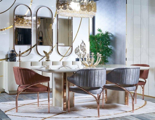 Luxury Tables Dining room Table Dining room Modern Gold stainless steel Immediately