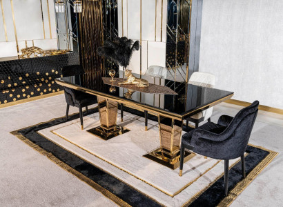 Table Dining table Wood Dining room Suite 4x Chair Set Chairs Black Group