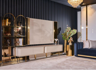 Living room Luxury tv Wardrobe TV-cabinet Furniture Cabinets Wood Lowboard new beige