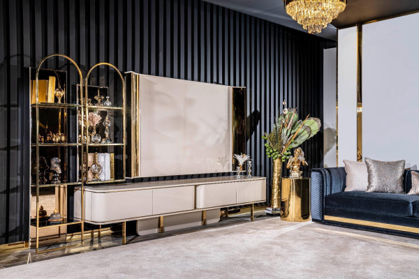 Living room Luxury tv Wardrobe TV-cabinet Furniture Cabinets Wood Lowboard new beige