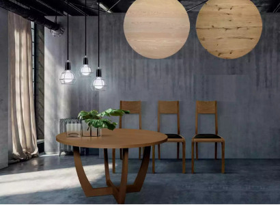 Round Dining table Wood kitchen table Round new style modern brown 140cm