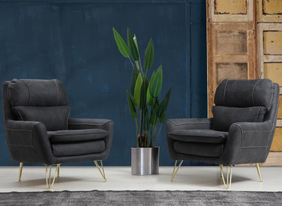 Armchair Seat Seater Design Living room Upholstery Luxury Black Waiting Room