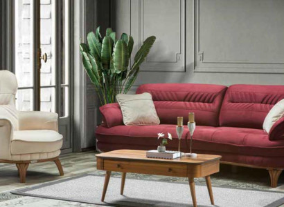 Sofa 3 Seater + Armchair Living room Sofa Sofas Armchair Luxury Fabric Furniture