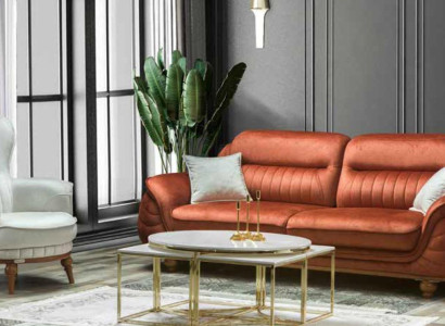 Sofa 3 Seater + Armchair Living room Sofa Sofas Armchair Fabric Furniture Luxury