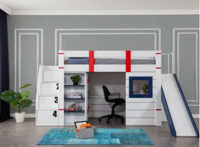 Bunk bed Loft bed Childrens bed Wood Children Room Modern Furniture Slide Table