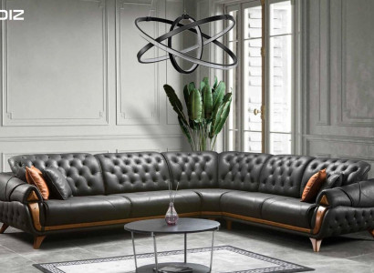 Living room Leather Black Sofa Sofas L-shape Seat Color Corner sofa Couch