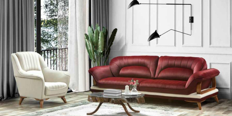 Luxury Suite Set Sofa set 3+3+1 Seater Sofas Armchair Fabric 3pcs.