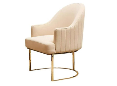 Dining chairs Living room luxurious Beige Chair with Metal Modern new