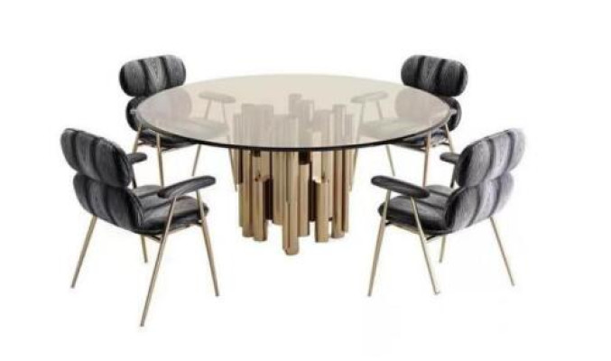 Designer Table Gold Dining room table Round Glass Round Tables Modern luxurious