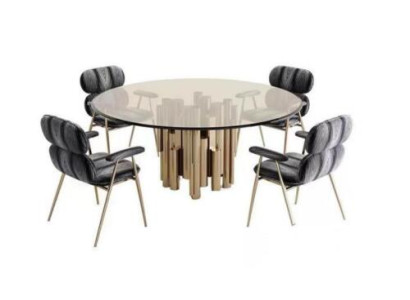 Designer Table Gold Dining room table Round Glass Round Tables Modern luxurious