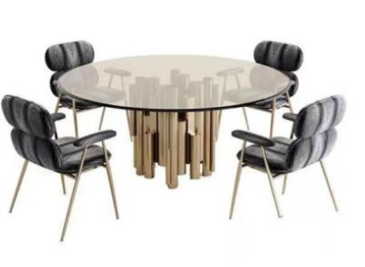 Designer Table Gold Dining room table Round Glass Round Tables Modern luxurious