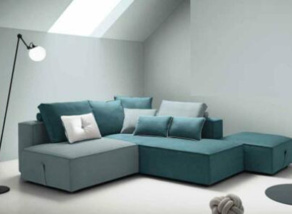 Designer Sofa Couch Corner Stool upholstered Set Living Room L-shape Modern alfitalia