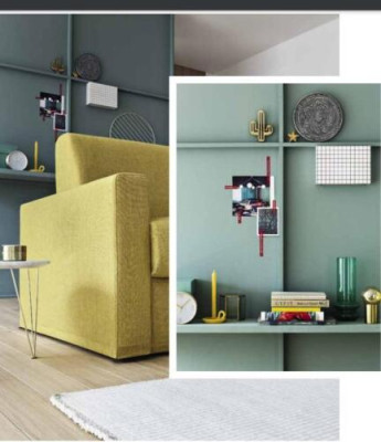 Two-seater designer sofa 2 seater yellow fabric sofa sofa bed Italian furniture