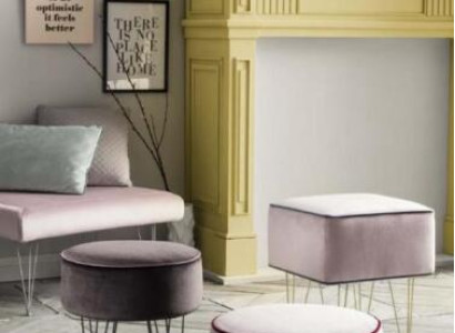 Stool 3x Stool Pouf Puff Seat Pouf Textile Fabric Footstool Ottoman Italy