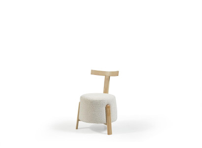 Chair Dining room Upholstered Chair Lounge White Textile Seat Armchair Wood new