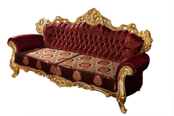 Luxury Three Seater Couch Upholstery Furniture Velvet Baroque Red 3 Seat Sofa new