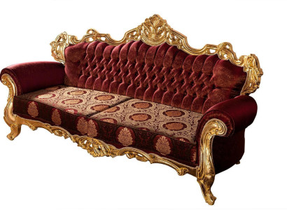 Luxury Three Seater Couch Upholstery Furniture Velvet Baroque Red 3 Seat Sofa new