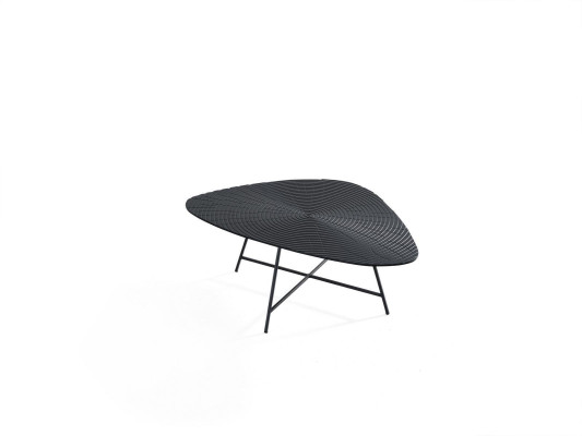 Stylish black coffee table for the living room with carved table top