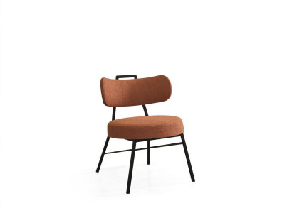 Modern round chair made from natural materials with textile upholstery
